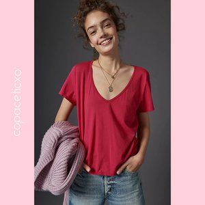 Like New! Anthropologie Raspberry Ana Cropped Boxy Tee XS